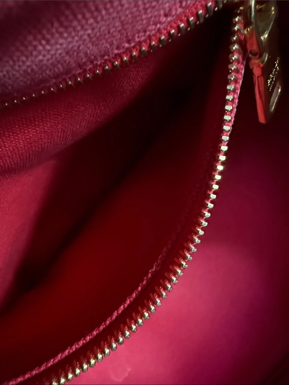 Prada Canapa Pink-Red Canvas Tote with Gold Hardware - Picture 11 of 16
